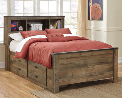 Bradenton Furniture Outlet - Ashley Furniture - Trinell Bedroom - Full Bookcase Bed with 2 Sided Storage / Brown - B446B79