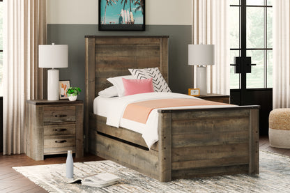 Bradenton Furniture Outlet - Ashley Furniture - Trinell Bedroom - Twin Panel Bed with 1 Large Storage Drawer / Brown - B446B8