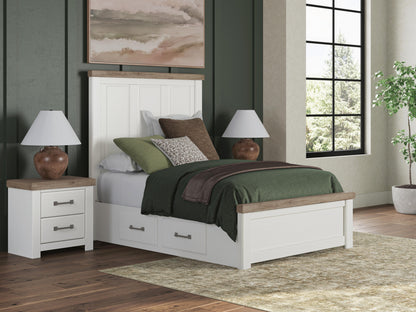 Bradenton Furniture Outlet - Ashley Furniture - Savonport Bedroom - Full Panel Bed with Storage / White/Brown - B4615B19