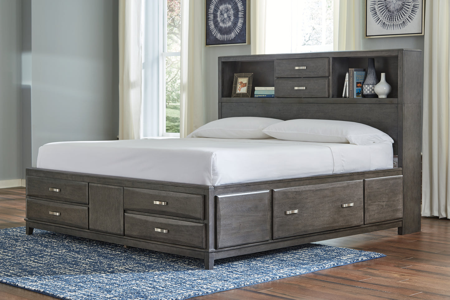 Bradenton Furniture Outlet - Ashley Furniture - Caitbrook Bedroom - King Storage Bed with 8 Drawers / Gray - B476B6