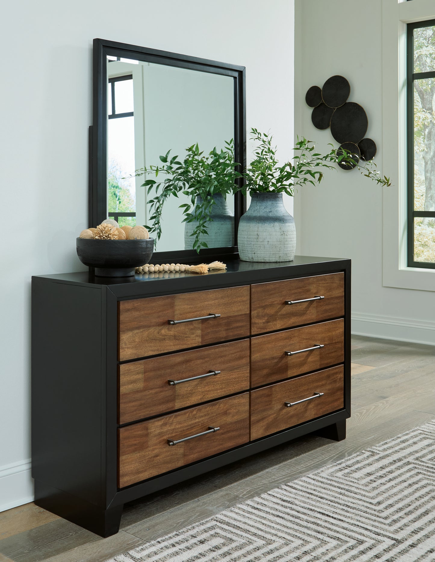 Bradenton Furniture Outlet - Ashley Furniture - Kraeburn Bedroom - Dresser and Mirror / Brown/Black - B496B1