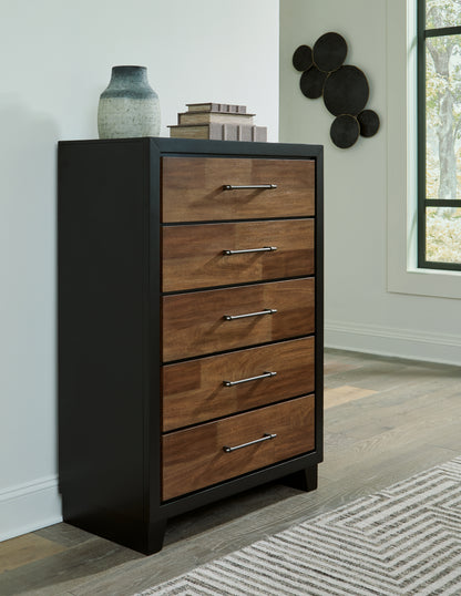 Bradenton Furniture Outlet - Ashley Furniture - Kraeburn Bedroom - Five Drawer Chest / Brown/Black - B496-46