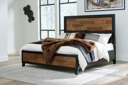 Bradenton Furniture Outlet - Ashley Furniture - Kraeburn Bedroom - King Panel Storage Bed / Brown/Black - B496B12