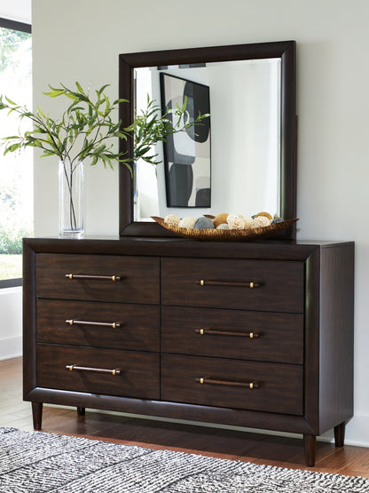 Bradenton Furniture Outlet - Ashley Furniture - Dantenton Bedroom - Dresser and Mirror / Merlot - B611B1