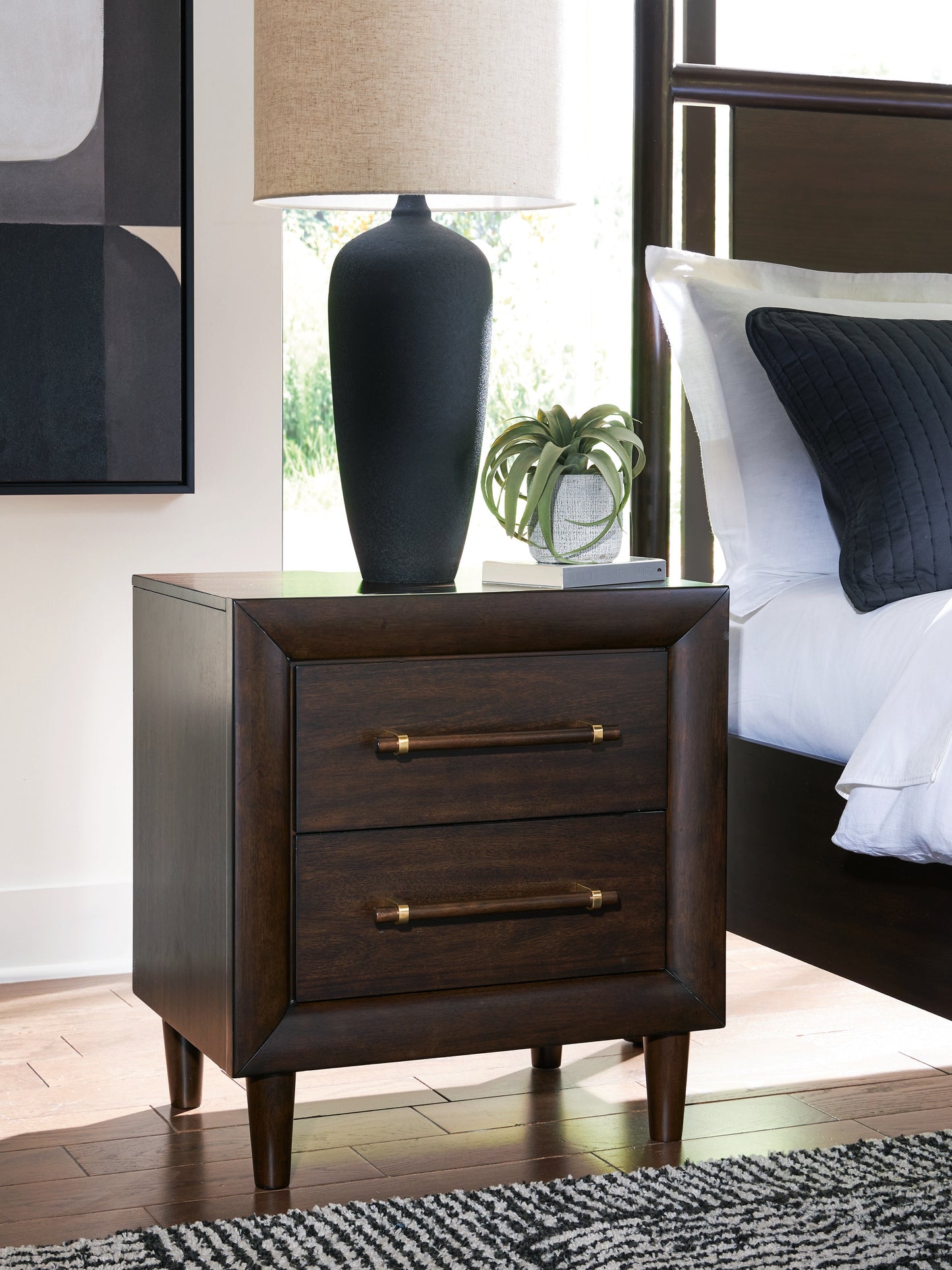 Bradenton Furniture Outlet - Ashley Furniture - Dantenton Bedroom - Two Drawer Night Stand / Merlot - B611-92