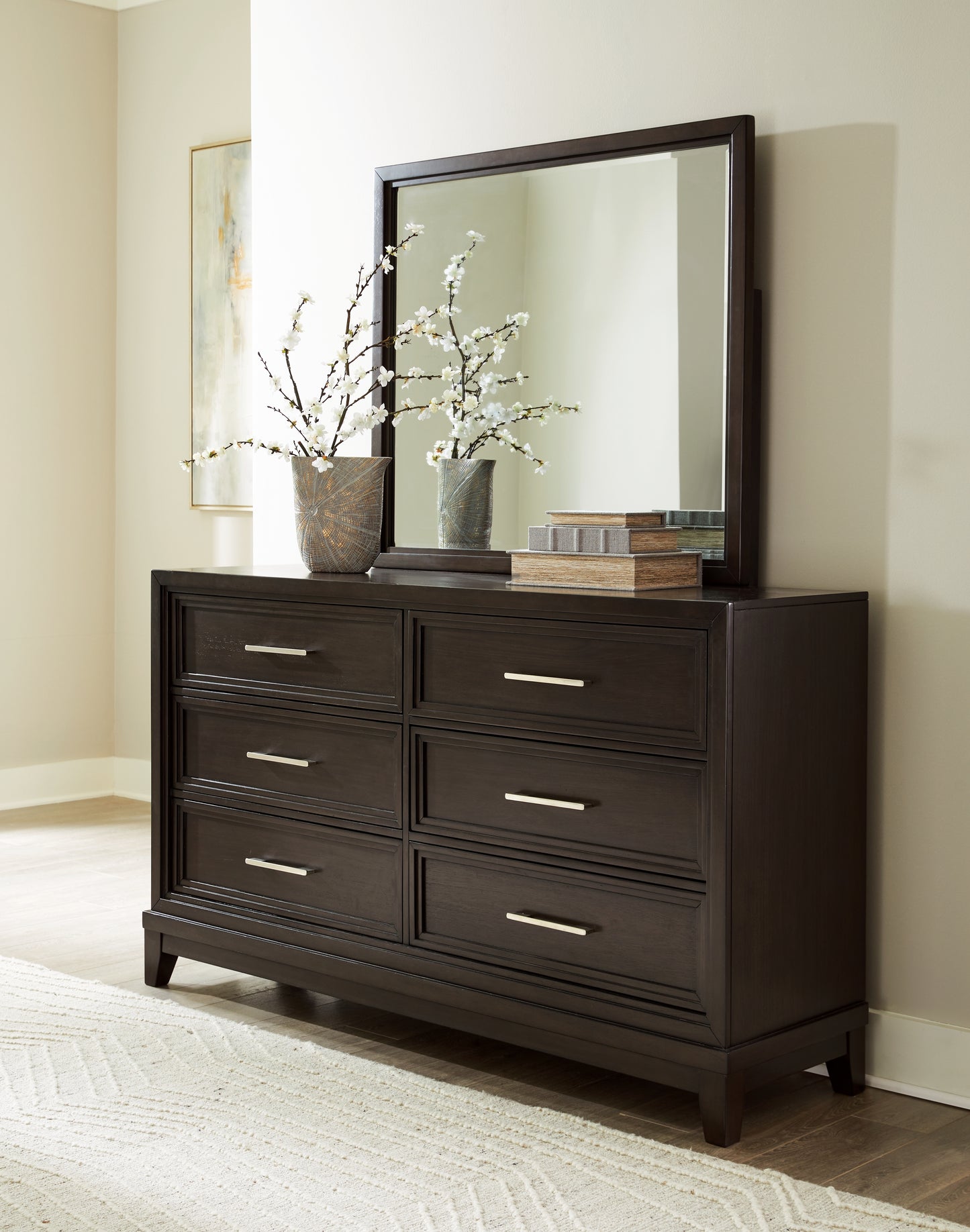 Bradenton Furniture Outlet - Ashley Furniture - Neymorton Bedroom - Dresser and Mirror / Dark Grayish Brown - B618B1