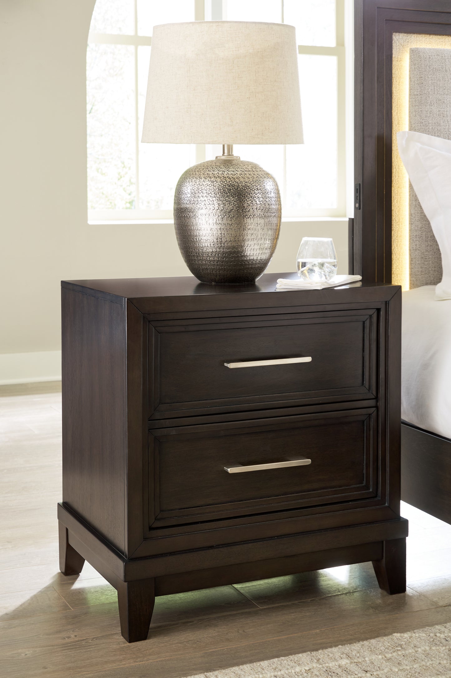 Bradenton Furniture Outlet - Ashley Furniture - Neymorton Bedroom - Two Drawer Night Stand / Dark Grayish Brown - B618-92