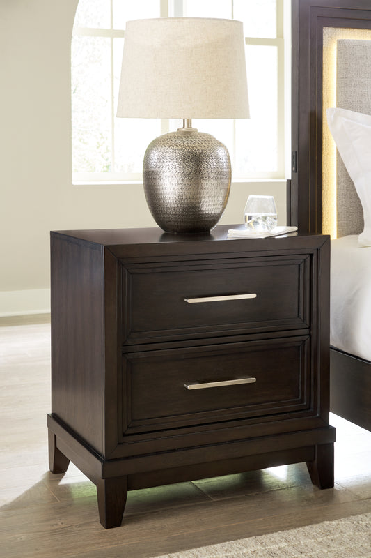 Bradenton Furniture Outlet - Ashley Furniture - Neymorton Bedroom - Two Drawer Night Stand / Dark Grayish Brown - B618-92
