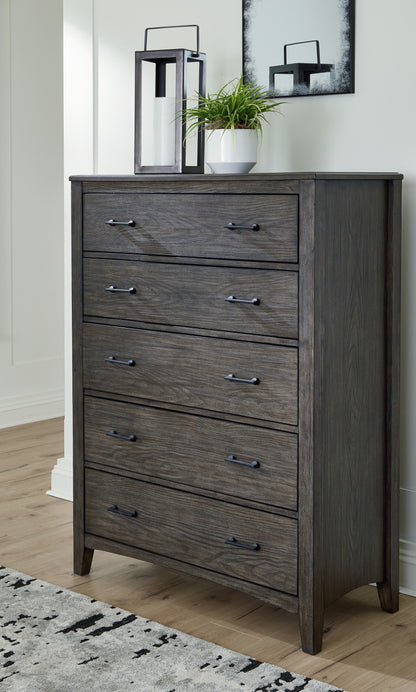 Bradenton Furniture Outlet - Ashley Furniture - Montillan Bedroom - Five Drawer Chest / Grayish Brown - B651-46