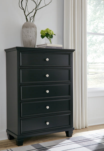 Bradenton Furniture Outlet - Ashley Furniture - Lanolee Bedroom - Five Drawer Chest / Black - B687-46