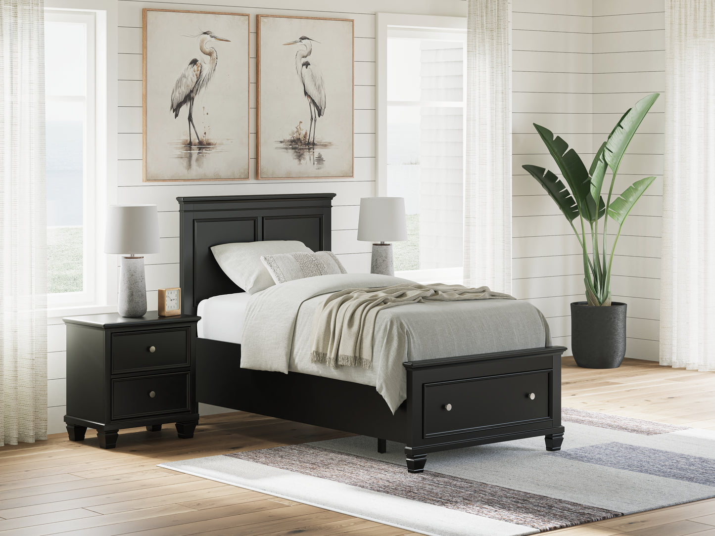 Bradenton Furniture Outlet - Ashley Furniture - Lanolee Bedroom - Twin Panel Storage Bed / Black - B687B21