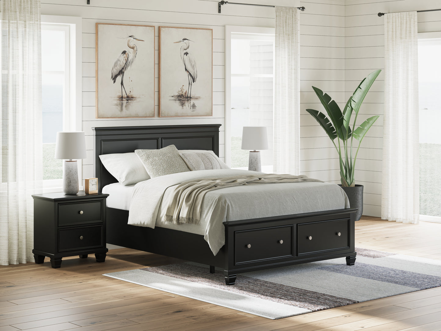 Bradenton Furniture Outlet - Ashley Furniture - Lanolee Bedroom - Queen Panel Storage Bed / Black - B687B17