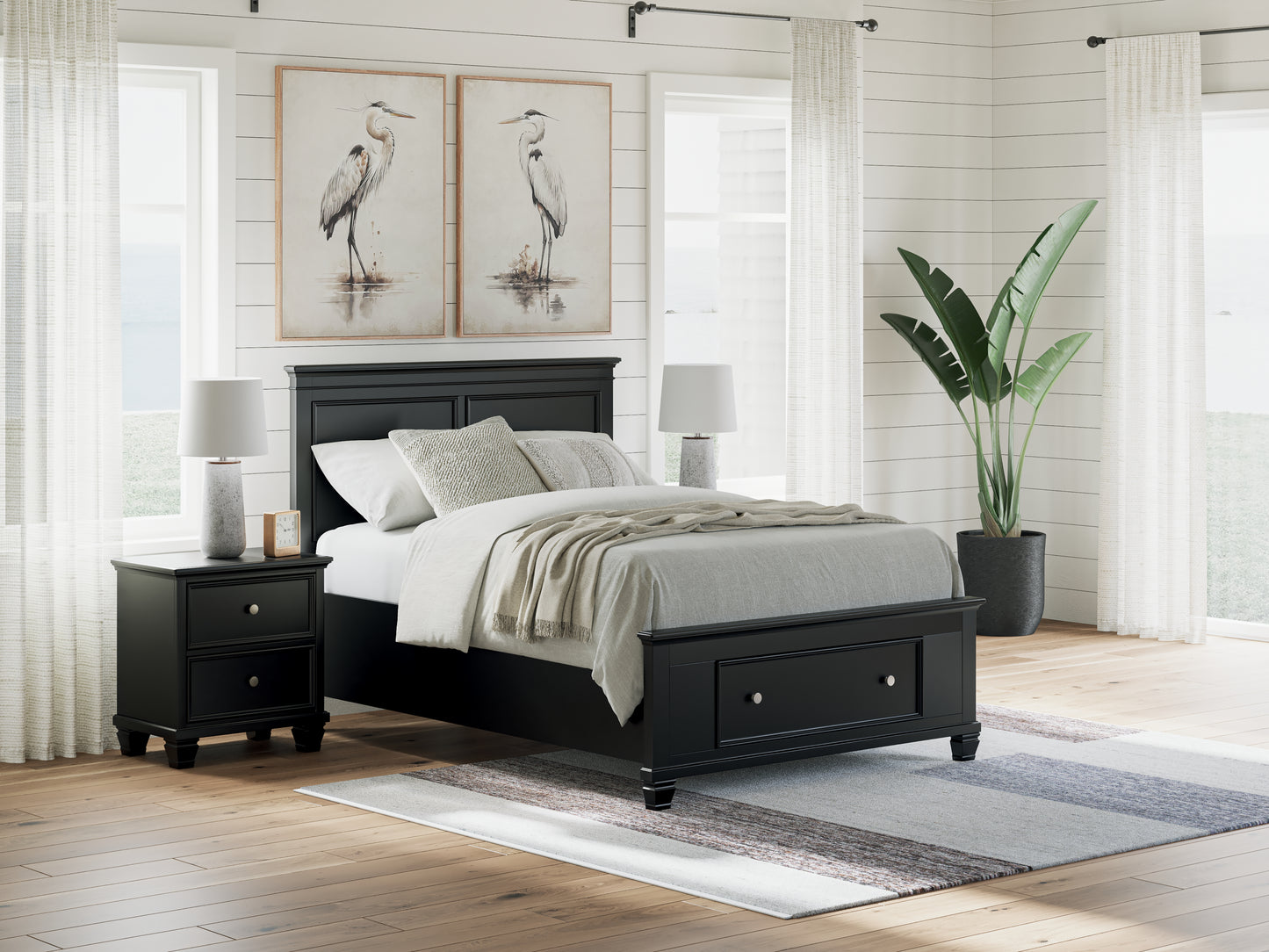 Bradenton Furniture Outlet - Ashley Furniture - Lanolee Bedroom - Full Panel Storage Bed / Black - B687B22
