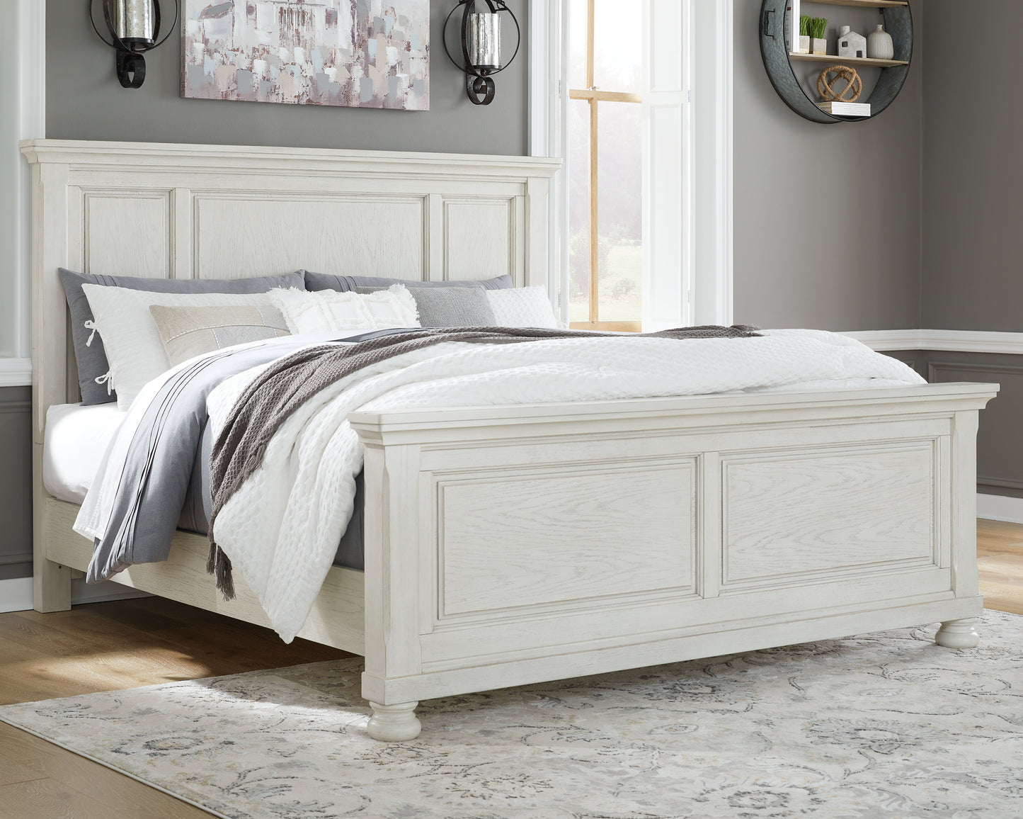 Bradenton Furniture Outlet - Ashley Furniture - Robbinsdale Bedroom - California King Panel Bed / Antique White - B742B7