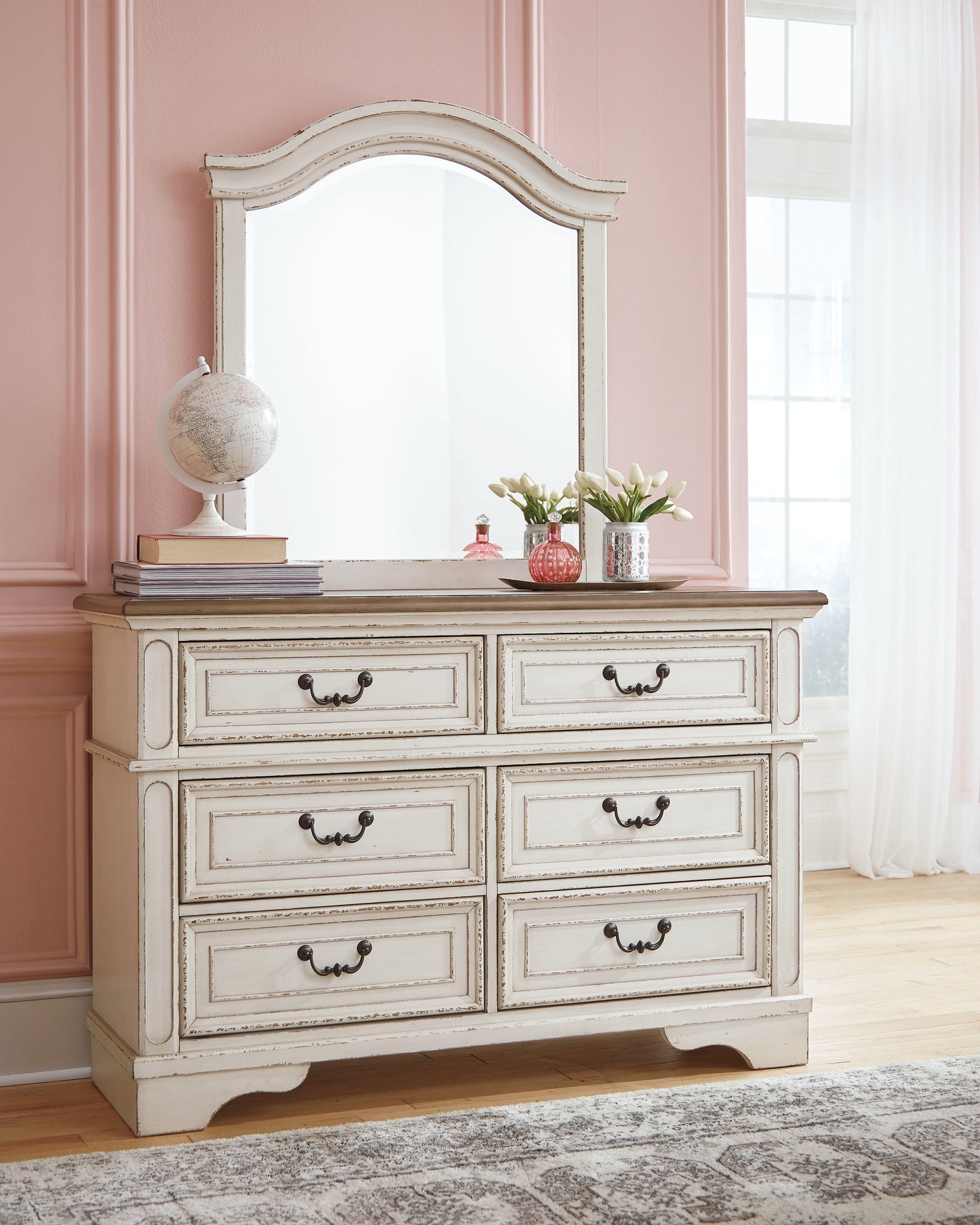 Bradenton Furniture Outlet - Ashley Furniture - Realyn Bedroom - Dresser and Mirror / Chipped White - B743B12