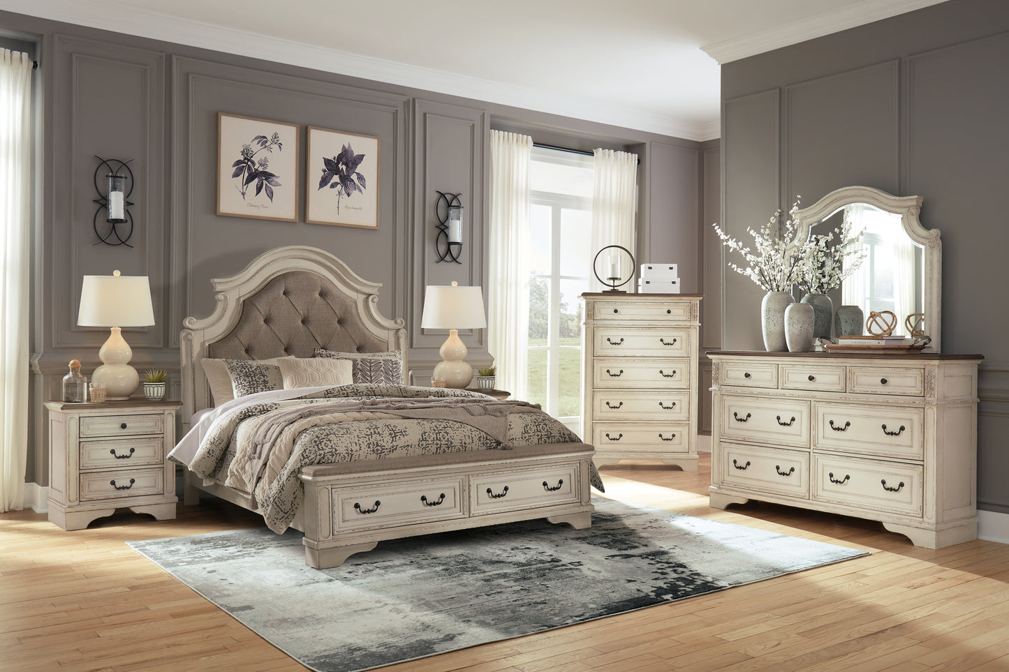 Bradenton Furniture Outlet - Ashley Furniture - Realyn Bedroom - Queen Upholstered Storage Bed / Two-tone - B743B18
