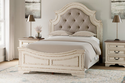 Bradenton Furniture Outlet - Ashley Furniture - Realyn Bedroom - Queen Upholstered Panel Bed / Chipped White - B743B2