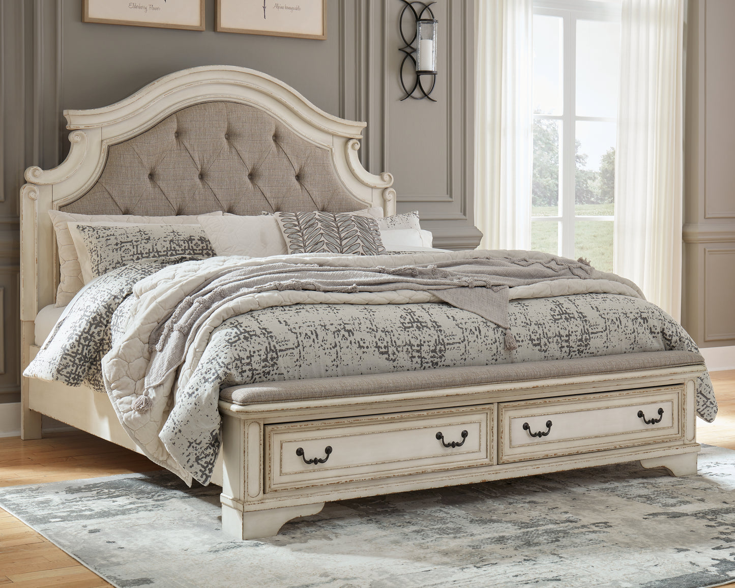 Bradenton Furniture Outlet - Ashley Furniture - Realyn Bedroom - King Upholstered Storage Bed / Two-tone - B743B20