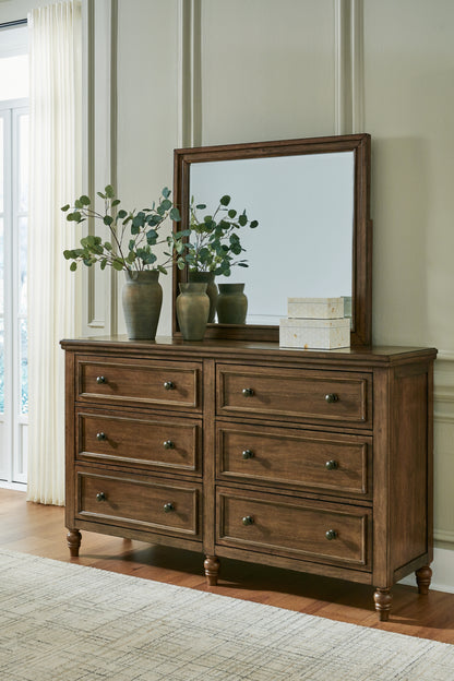 Bradenton Furniture Outlet - Ashley Furniture - Sturlayne Bedroom - Dresser and Mirror / Brown - B787B1