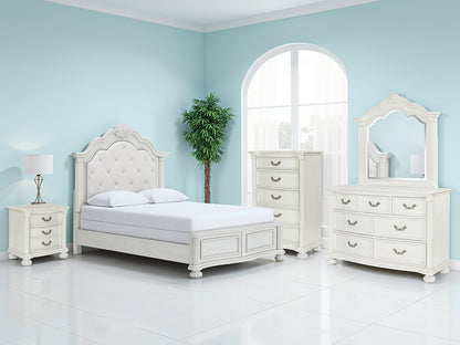 Bradenton Furniture Outlet - Ashley Furniture - Montelaine Bedroom - Queen Upholstered Panel Bed / Antique White - B795B2