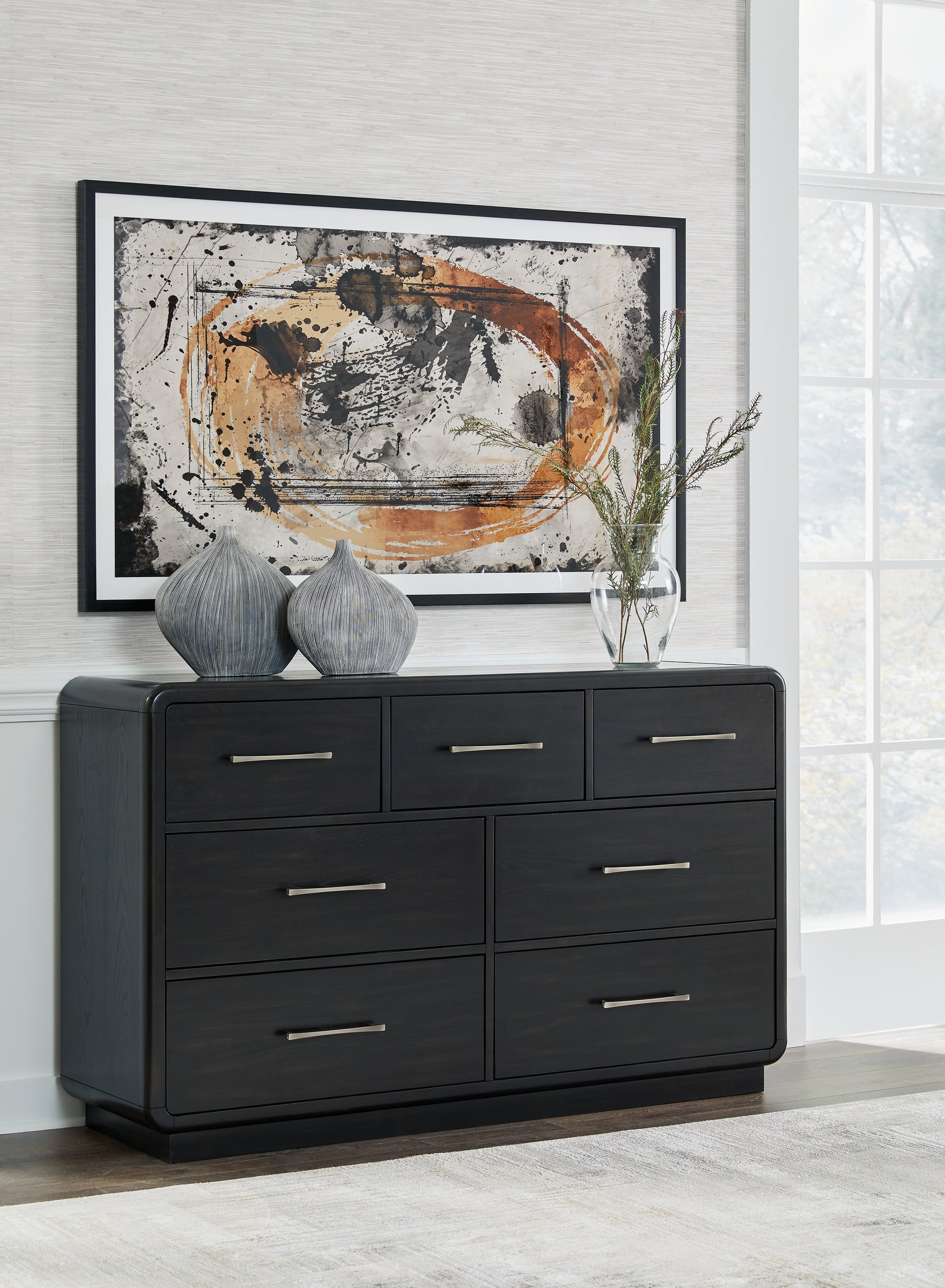 Bradenton Furniture Outlet - Ashley Furniture - Rowanbeck Bedroom - Queen Upholstered Panel Bed / Gray/Black - B821B2