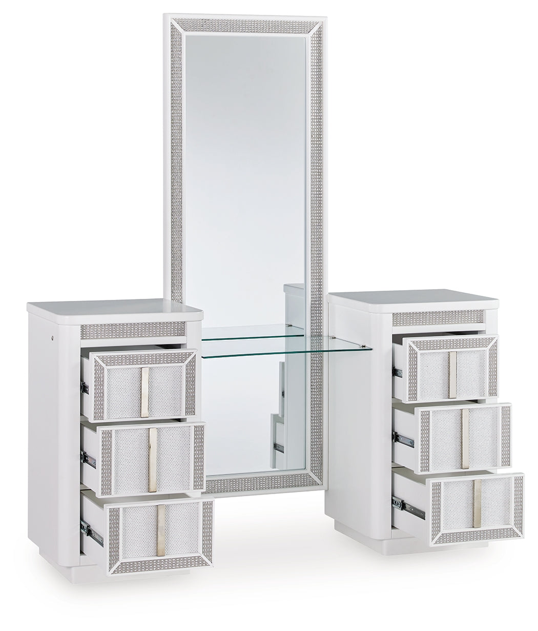 Bradenton Furniture Outlet - Ashley Furniture - Chalanna Vanity with Mirror - Vanity with Mirror / White - B822B7