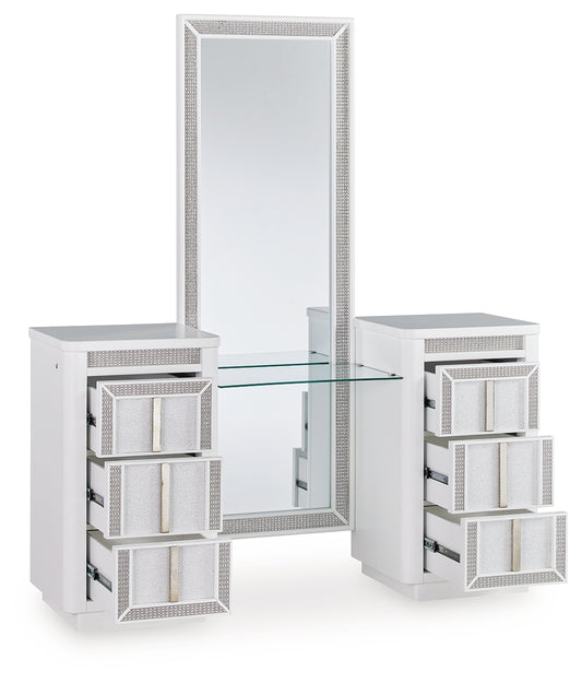 Bradenton Furniture Outlet - Ashley Furniture - Chalanna Vanity with Mirror - Vanity with Mirror / White - B822B7