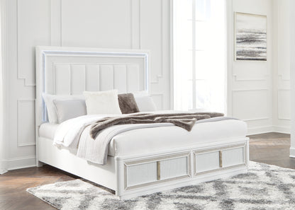 Bradenton Furniture Outlet - Ashley Furniture - Chalanna Bedroom - California King Upholstered Storage Bed / White - B822B5