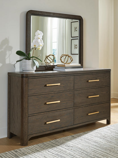Bradenton Furniture Outlet - Ashley Furniture - Radkin Bedroom - Dresser and Mirror / Burnished Brown - PCB843B1