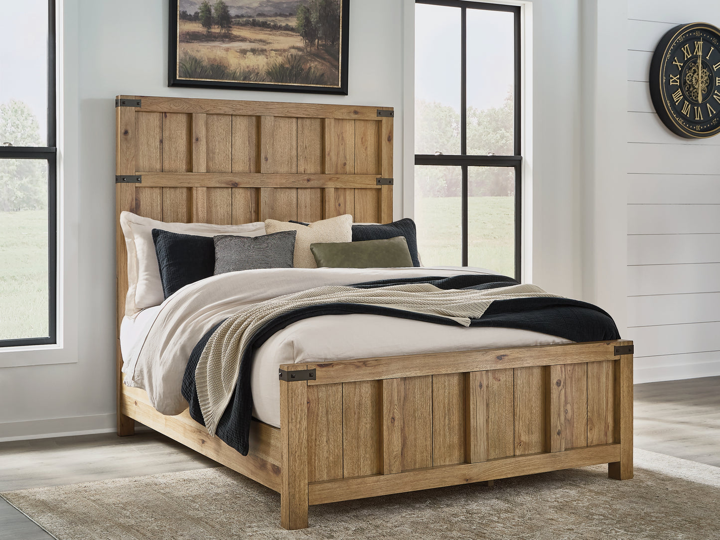 Bradenton Furniture Outlet - Ashley Furniture - Ridgester Bedroom - Queen Panel Bed / Light Brown - B858B2