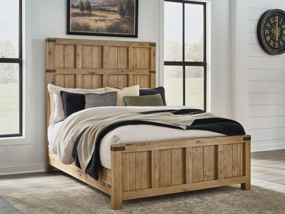 Bradenton Furniture Outlet - Ashley Furniture - Ridgester Bedroom - Queen Panel Bed / Light Brown - B858B2