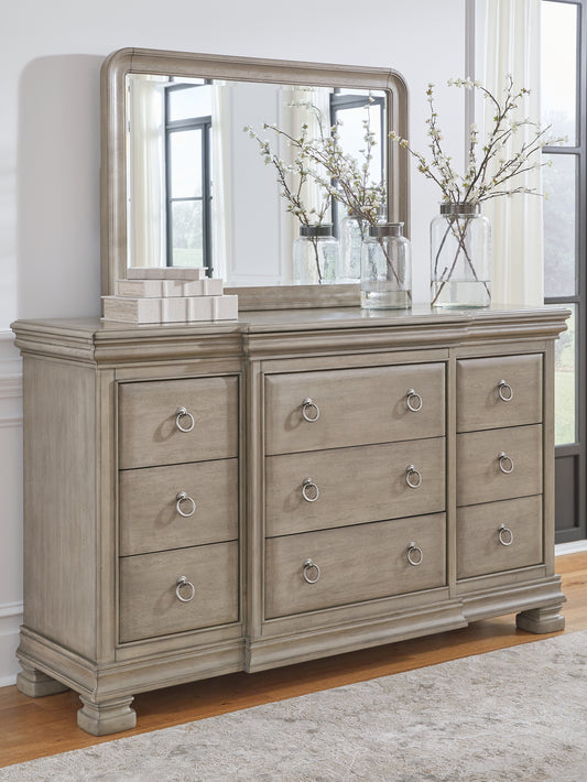 Bradenton Furniture Outlet - Ashley Furniture - Lexorne Bedroom - Dresser and Mirror / Gray - B924B1