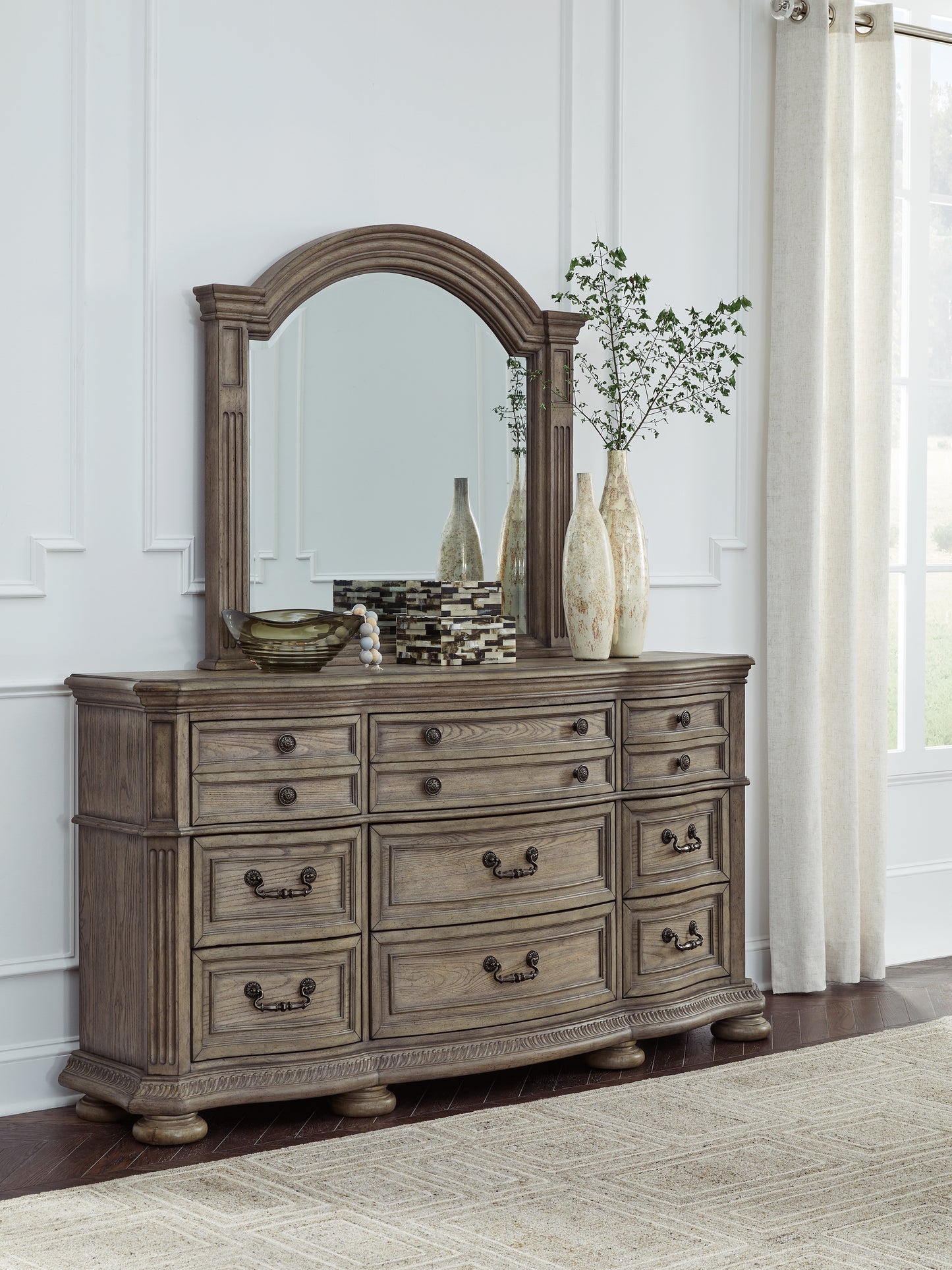 Bradenton Furniture Outlet - Ashley Furniture - Ardenfield Bedroom - Dresser and Mirror / Light Brown - B944B1