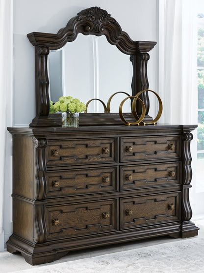 Bradenton Furniture Outlet - Ashley Furniture - Maylee Bedroom - Dresser and Mirror / Dark Brown - B947B1