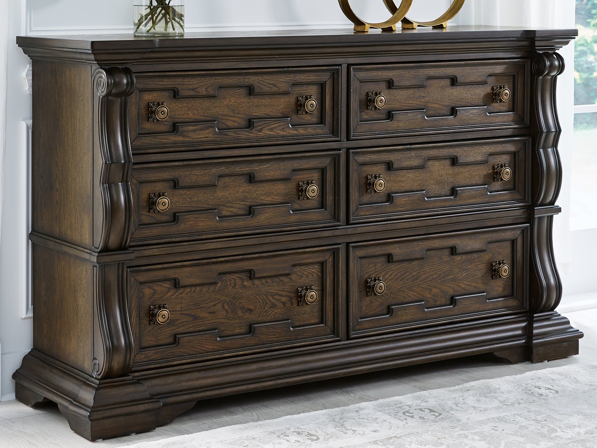 Bradenton Furniture Outlet - Ashley Furniture - Maylee Bedroom - Dresser and Mirror / Dark Brown - B947B1