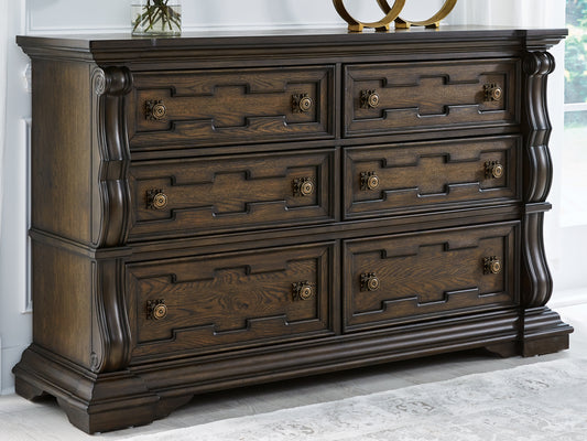 Bradenton Furniture Outlet - Ashley Furniture - Maylee Bedroom - Dresser and Mirror / Dark Brown - B947B1