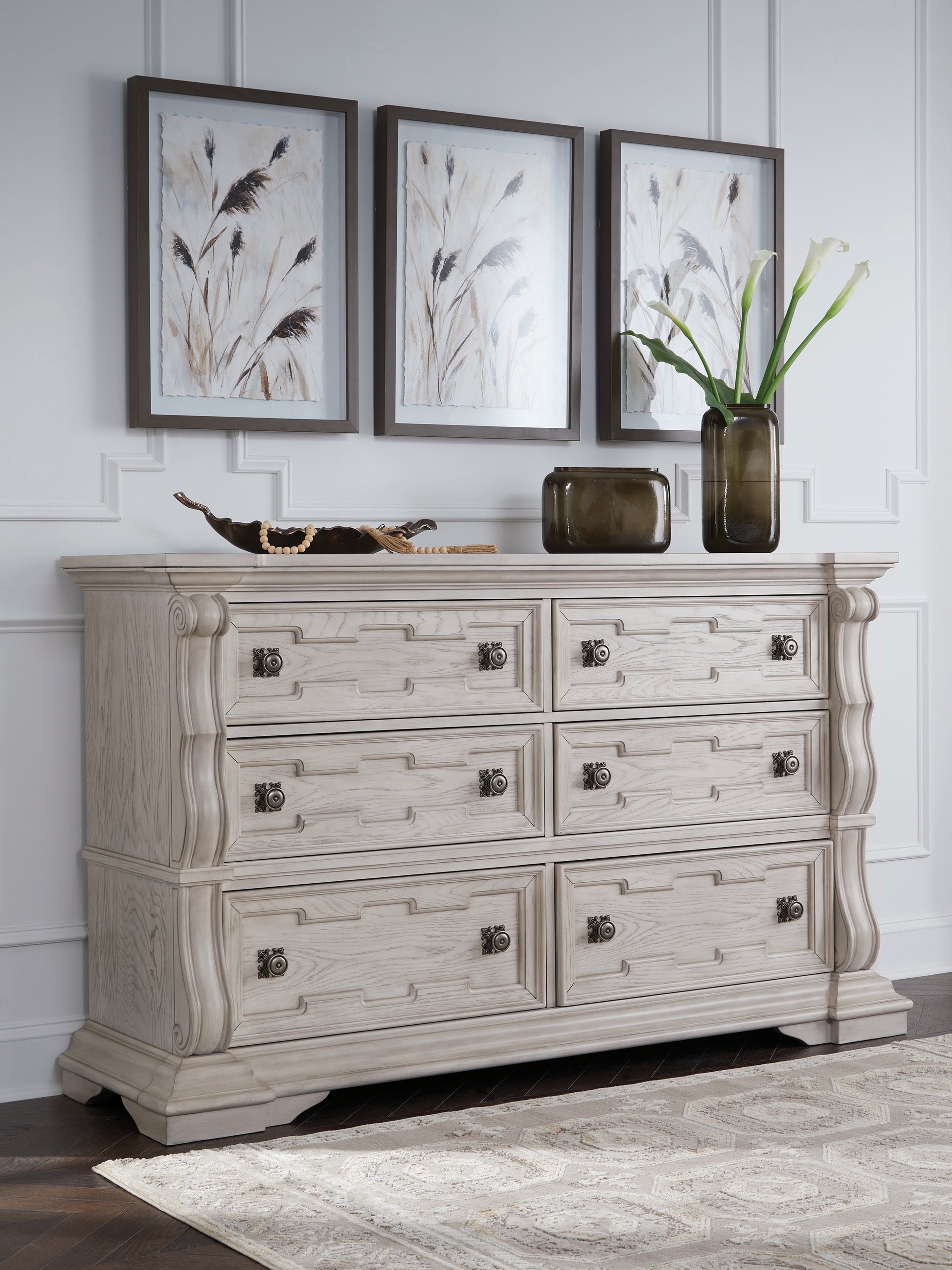 Bradenton Furniture Outlet - Ashley Furniture - Bruchandi Bedroom - California King Upholstered Panel Bed / Antique White - PCB948B5