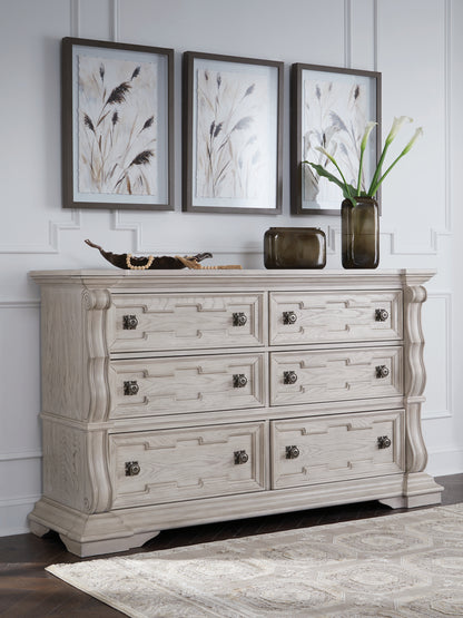 Bradenton Furniture Outlet - Ashley Furniture - Bruchandi Bedroom - California King Upholstered Panel Bed / Antique White - PCB948B5