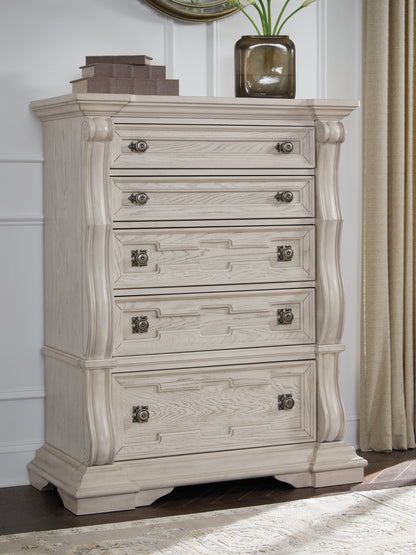 Bradenton Furniture Outlet - Ashley Furniture - Bruchandi Bedroom - Five Drawer Chest / Antique White - PCB948-46