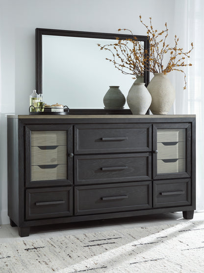 Bradenton Furniture Outlet - Ashley Furniture - Foyland Bedroom - Dresser and Mirror / Black/Brown - B989B1