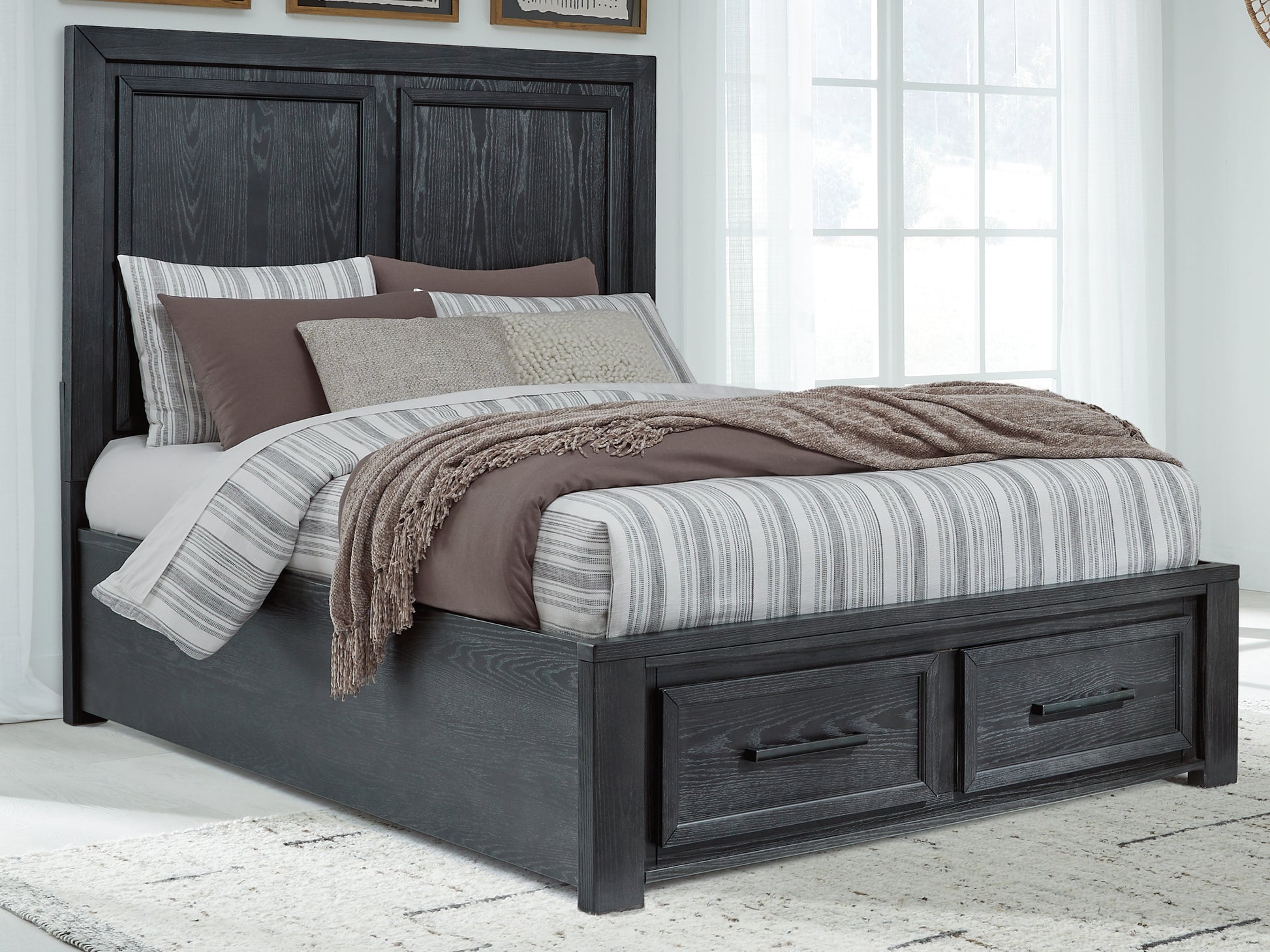 Bradenton Furniture Outlet - Ashley Furniture - Foyland Bedroom - Queen Panel Storage Bed / Black/Brown - B989B2