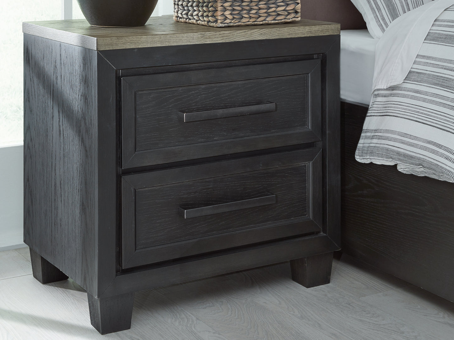 Bradenton Furniture Outlet - Ashley Furniture - Foyland Bedroom - Two Drawer Night Stand / Black/Brown - B989-92