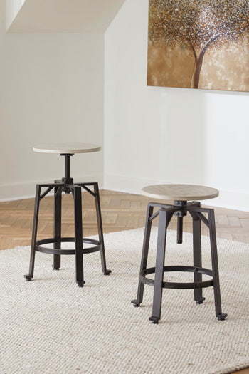Bradenton Furniture Outlet - Ashley Furniture - Karisslyn Dining Room - Counter Height Stool (Set of 2) / Whitewash/Black - D336-024X2