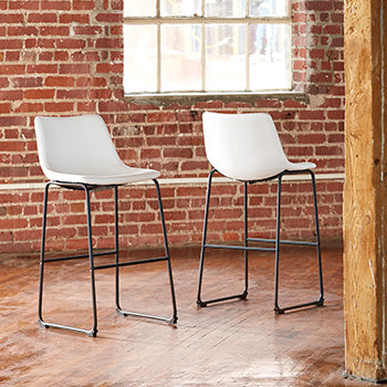 Bradenton Furniture Outlet - Ashley Furniture - Centiar Dining Room - Pub Height Bar Stool (Set of 2) / White - D372-730X2