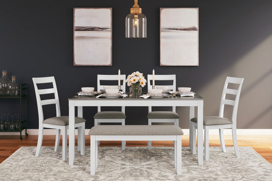 Bradenton Furniture Outlet - Ashley Furniture - Stonehollow Dining Room - RECT DRM Table Set (6/CN) / White/Gray - D382-325