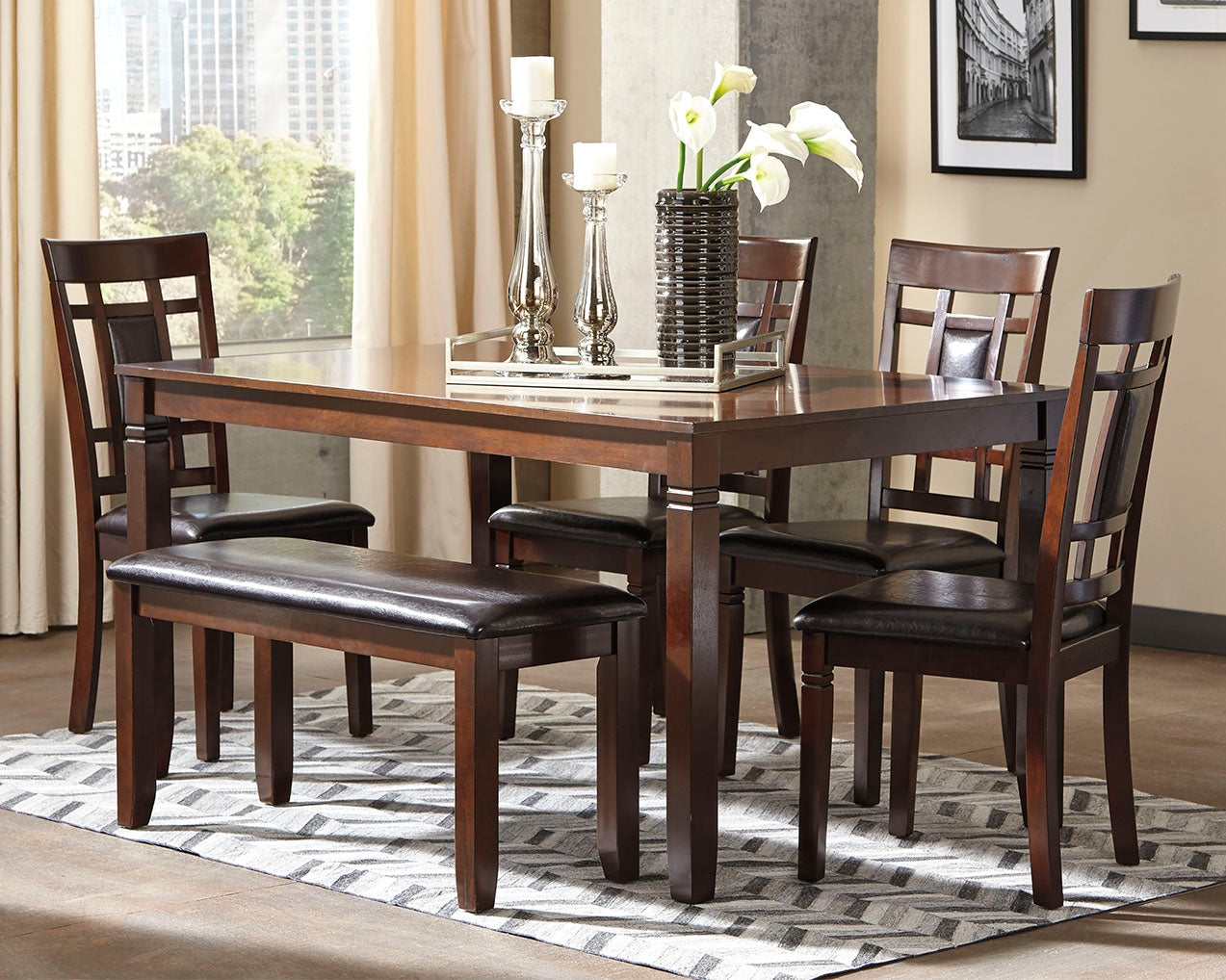 Bradenton Furniture Outlet - Ashley Furniture - Bennox Dining Room - Dining Room Table Set (6/CN) / Brown - D384-325