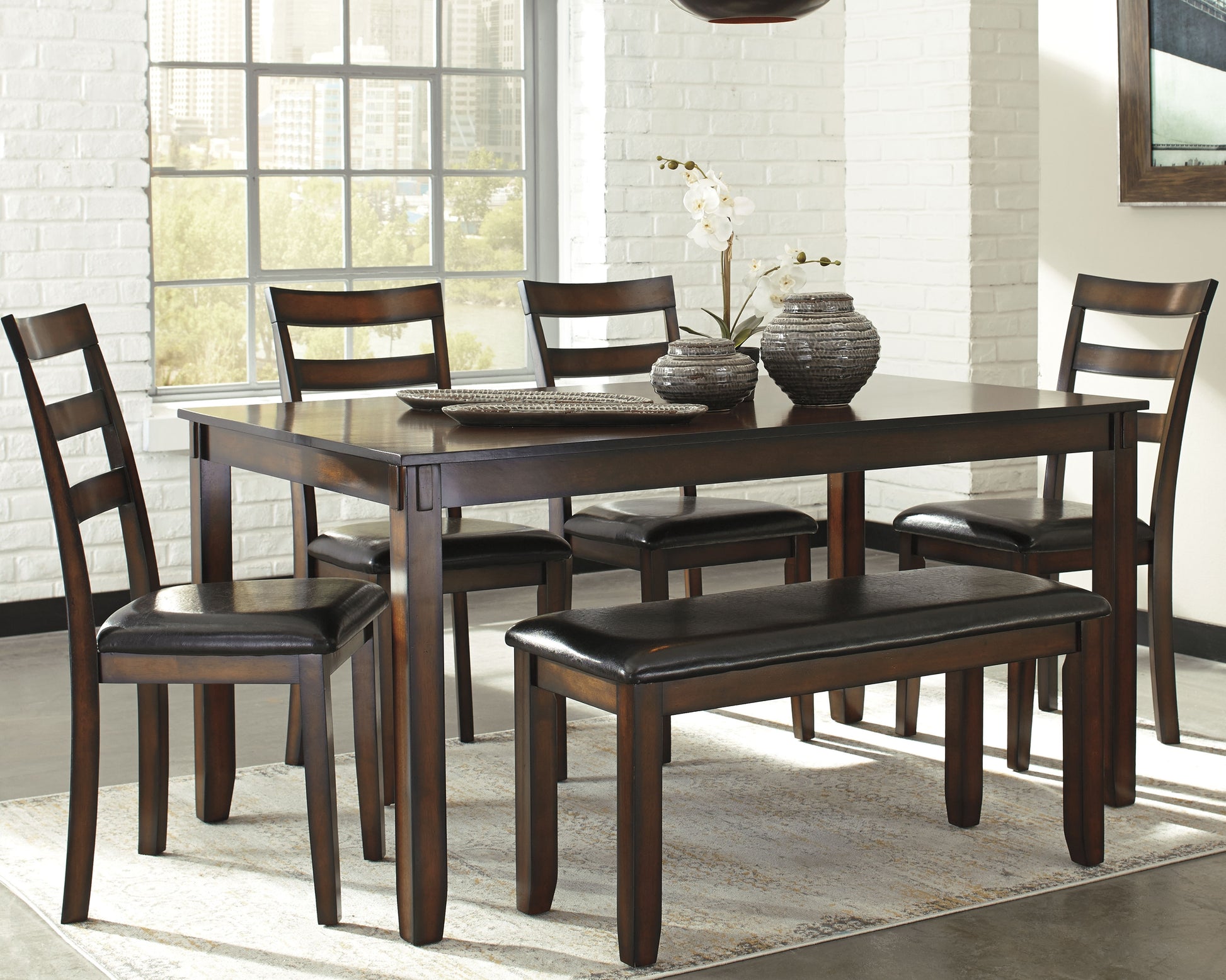 Bradenton Furniture Outlet - Ashley Furniture - Coviar Dining Room - Dining Room Table Set (6/CN) / Brown - D385-325