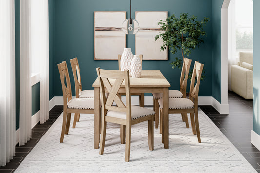 Bradenton Furniture Outlet - Ashley Furniture - Sanbriar Dining Room - RECT DRM Table Set (7/CN) / Light Brown - D393-425