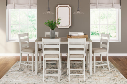 Bradenton Furniture Outlet - Ashley Furniture - Skempton Dining Room - RECT DRM Counter TBL Set(7/CN) / White/Light Brown - D394-423