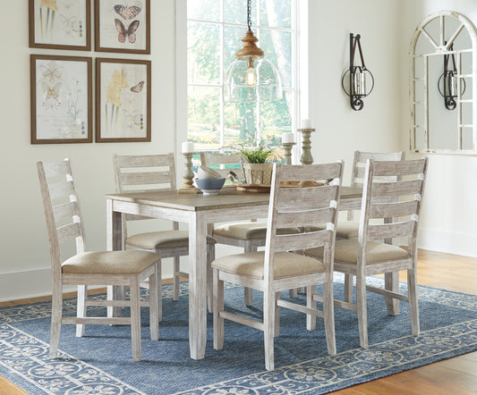 Bradenton Furniture Outlet - Ashley Furniture - Skempton Dining Room - RECT DRM Counter TBL Set(7/CN) / White/Light Brown - D394-423